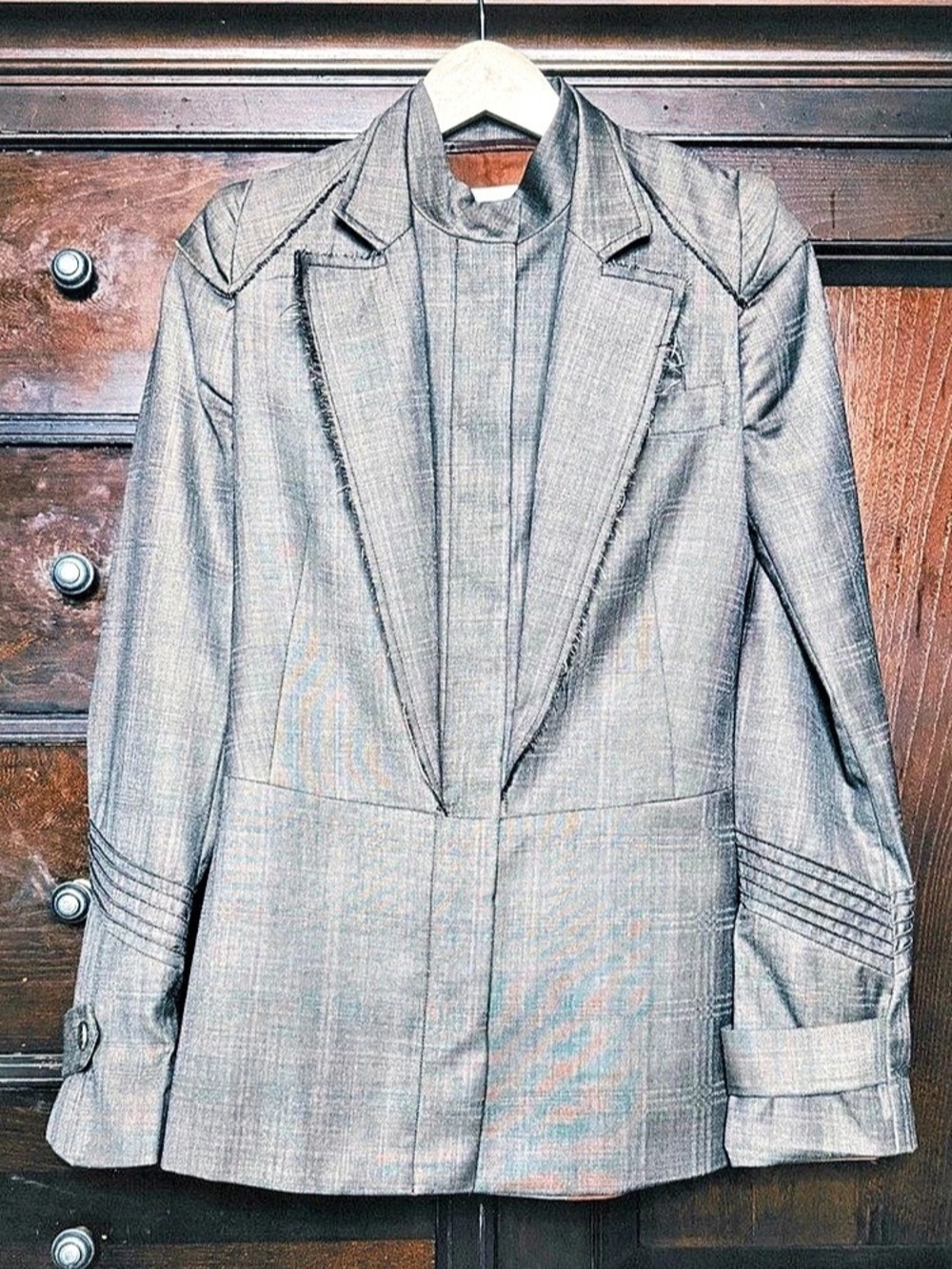 Veronique Branquinho Vintage Green Grey Khaki Military Blazer